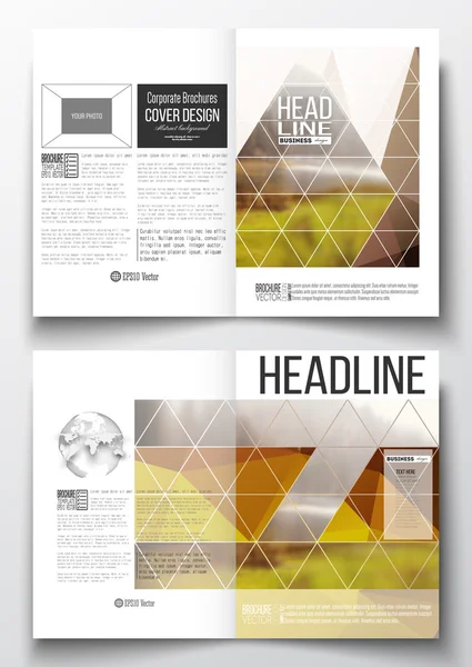 Set of business templates for brochure, magazine, flyer, booklet or annual report. Colorful polygonal backdrop, blurred natural background, modern stylish triangle vector texture — Stock Vector