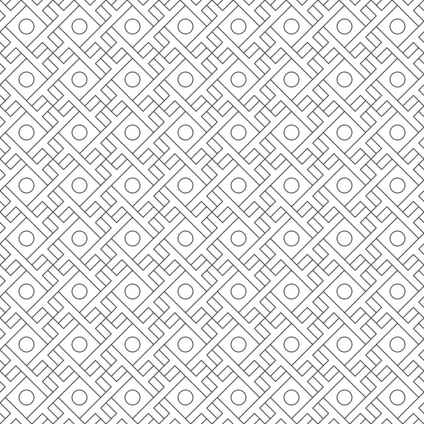Modèle sans couture avec des formes carrées géométriques se chevauchant formant ornement abstrait. Texture noire élégante vectorielle — Image vectorielle