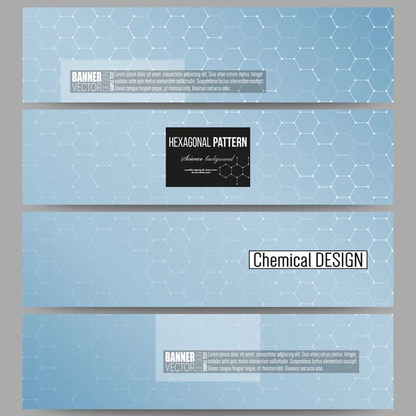 Satz moderner Banner. Chemie-Muster, hexagonale Designvektorillustration — Stockvektor