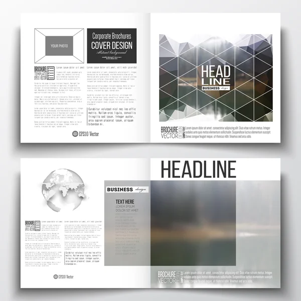 Set of annual report business templates for brochure, magazine, flyer or booklet. Colorful polygonal backdrop, blurred natural background, modern stylish triangle vector texture