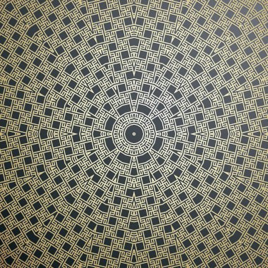 Soyut süs oluşturan örtüşen geometrik kare şekiller ile İslam altın desen. Siyah arka planda vektör şık altın doku