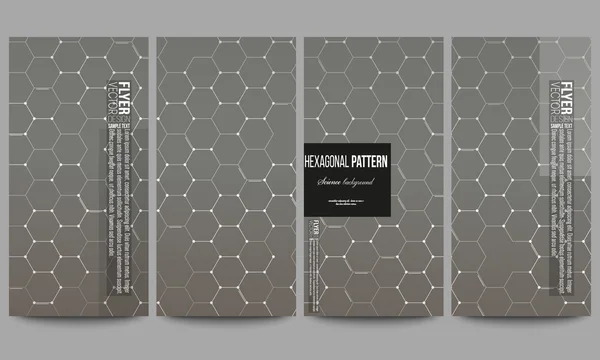 Conjunto de panfletos modernos. Padrão de química, desenho hexagonal ilustração vetorial — Vetor de Stock