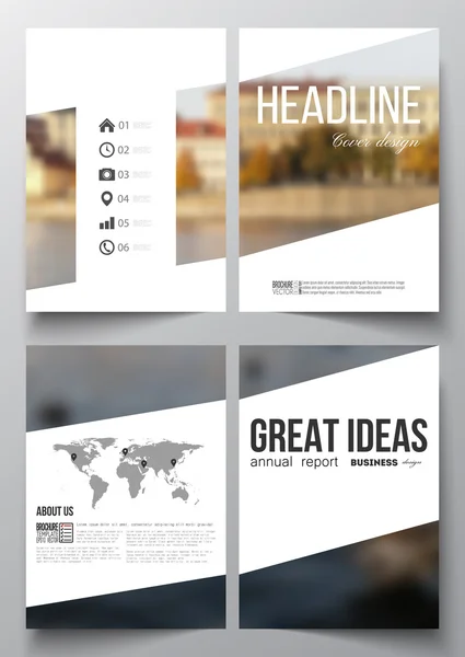Set of business templates for brochure, magazine, flyer, booklet or annual report. Blurred image, urban landscape, cityscape, modern stylish vector — Stock Vector