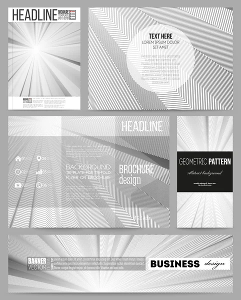 Ensemble de modèles d'entreprise pour la présentation, la brochure, le dépliant ou la brochure. Lignes abstraites fond, texture monochrome simple — Image vectorielle