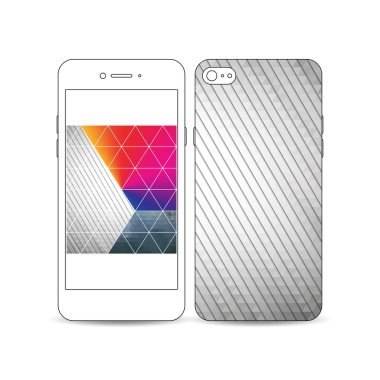 Hareket eden smartphone bir örnek üzerinde beyaz izole ekran ve kapak tasarımı ile. Renkli poligonal arka plan, modern şık üçgen vektör doku