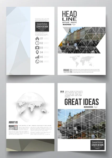 Set of business templates for brochure, magazine, flyer, booklet or annual report. Polygonal background, blurred image, urban landscape, cityscape, modern triangular texture — Stock Vector