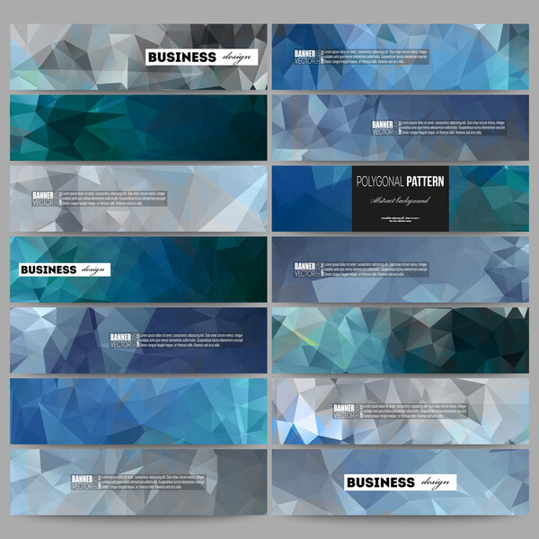 Set of banners. Abstract blue polygonal background, colorful backdrop, modern stylish vector texture.