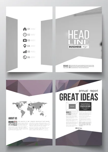 Set van zakelijke templates voor brochure, tijdschrift, flyer, boekje of jaarverslag. Veelhoekige achtergrond, wazig beeld, moderne stijlvolle driehoekige vector textuur — Stockvector