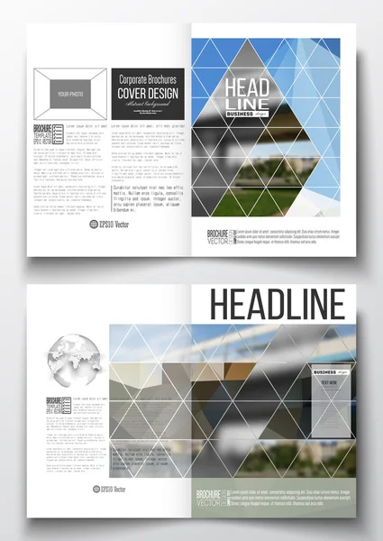 Set of business templates for brochure, magazine, flyer, booklet or annual report. Colorful polygonal background, blurred image, urban scene, modern stylish triangular vector texture