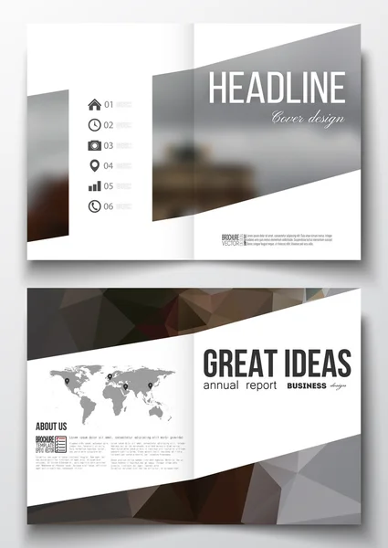 Set of business templates for brochure, magazine, flyer, booklet or annual report. Polygonal background, blurred image, urban landscape, modern triangular vector texture — Stock Vector