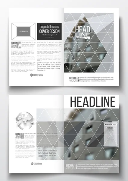 Set of business templates for brochure, magazine, flyer, booklet or annual report. Abstract polygonal background, blurred image, urban landscape, modern stylish triangular vector texture