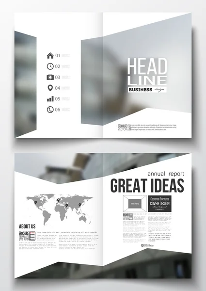 Set of business templates for brochure, magazine, flyer, booklet or annual report. Polygonal background, blurred image, urban landscape, modern stylish triangular vector texture — Stock Vector