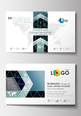 Kartvizit şablonları. Kapak tasarım şablonu, kolay düzenlenebilir boş, düz düzen. Sanal gerçeklik, renk kodu ekranında, soyut teknolojik altyapı sembolleri ile parlayan akarsu.