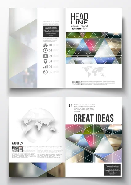 Set of business templates for brochure, magazine, flyer, booklet or annual report. Abstract colorful polygonal background, natural landscapes, geometric, triangular style vector illustration
