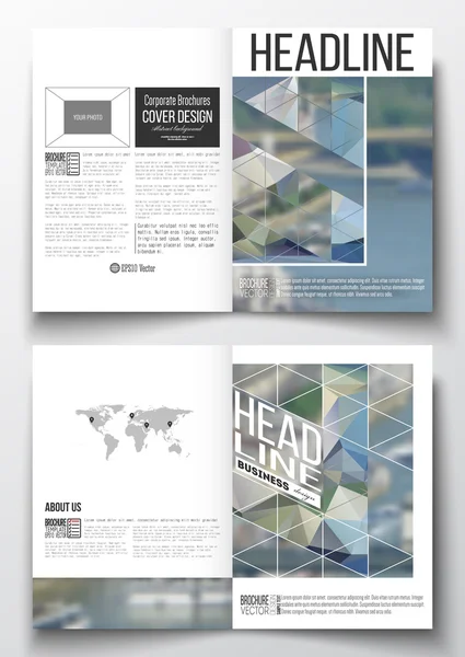 Set of business templates for brochure, magazine, flyer, booklet or annual report. Polygonal background, blurred image, urban landscape, modern stylish triangular vector texture — Stock Vector