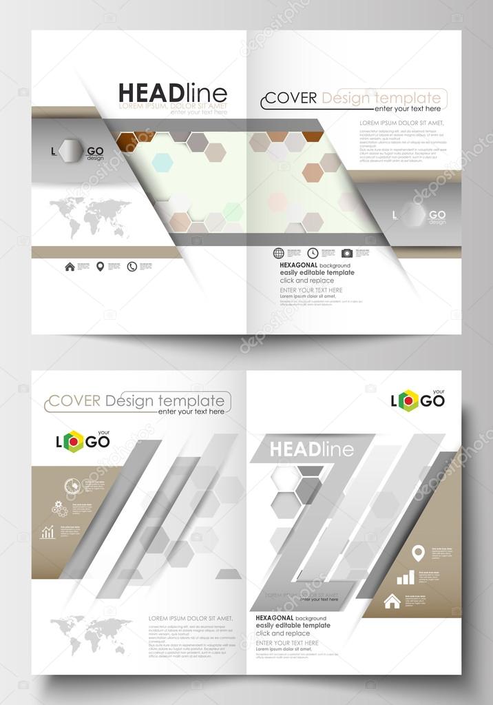 Business templates for brochure, magazine, flyer, booklet or report. Cover design template, easy editable, flat layout, A4 format. Abstract gray color background, modern hexagonal vector texture.