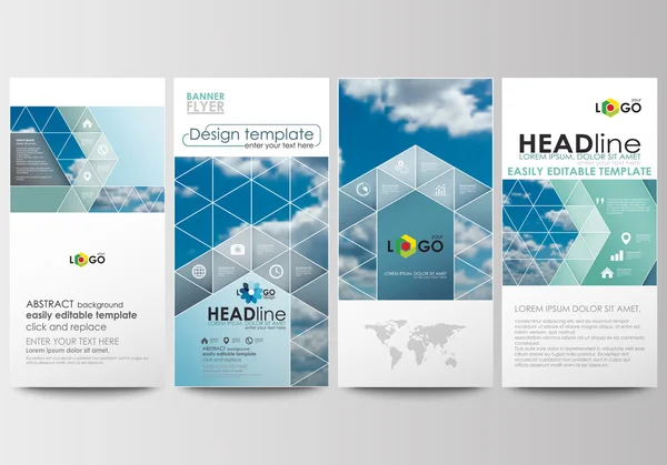 Flyers set, banners modernos. Modelos de negócios. Modelo de design de capa, fácil editável, layouts planos azuis abstratos, ilustração vetorial . —  Vetores de Stock