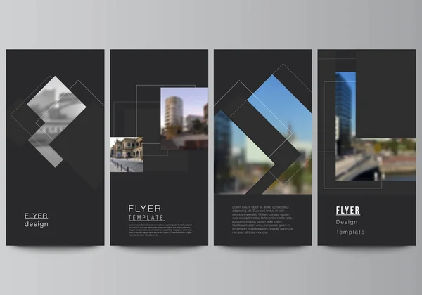 Vektor-Layout von Flyern, Banner-Design-Vorlagen mit geometrischen einfachen Formen, Linien und Foto-Ort für Website-Werbedesign, vertikale Flyer, Website-Dekoration Hintergründe. — Stockvektor