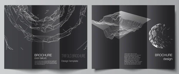 Layouts de vetores de modelos de capas para folheto triplo, layout de folheto, design de livros, capa de brochura, mockups de publicidade. Fundos digitais 3d abstratos para design de conceito de tecnologia mínima futurista — Vetor de Stock