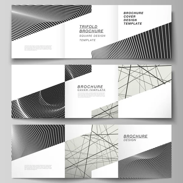 Vector lay-out van vierkante formaat omslagen ontwerp sjablonen voor drievoudige brochure, flyer, tijdschrift. Geometrische abstracte technologie achtergrond, futuristisch, wetenschap, technologie concept voor minimalistisch design. — Stockvector