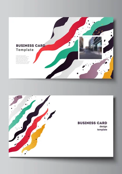 Векторная компоновка двух шаблонов дизайна креативных визитных карточек, горизонтальный векторный дизайн для креативного агентства, корпоративного, делового, портфолио, смотровой площадки, стартапа. — стоковый вектор