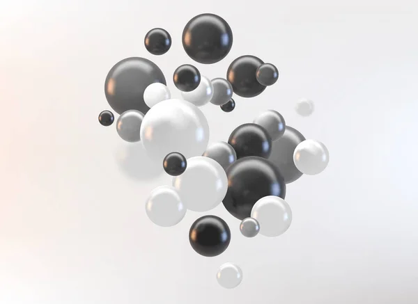 抽象的なベクトル未来的背景とカラフルな3D球,光沢のある泡,ボール. — ストックベクタ