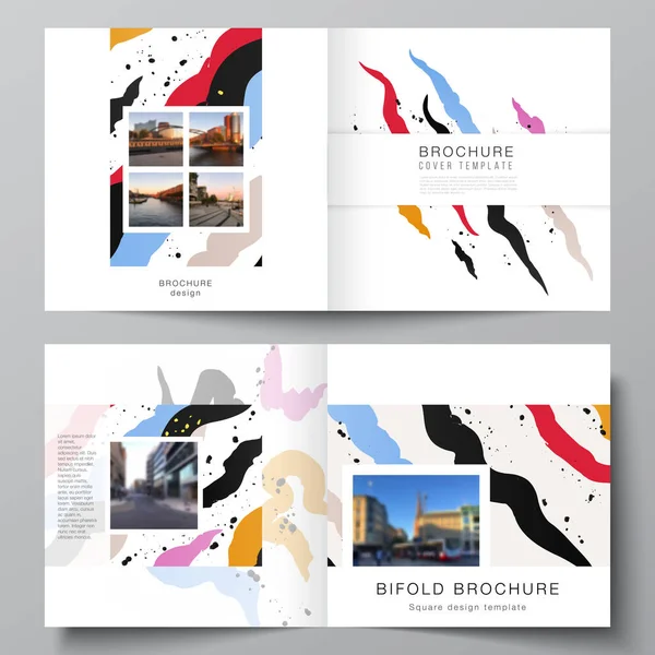 Vector layout of two covers templates for square design bifold brochure, flyer, magazine, cover design, book design, brochure cover, creative agency, corporate, business, portfolio, pitch deck, startup — Image vectorielle