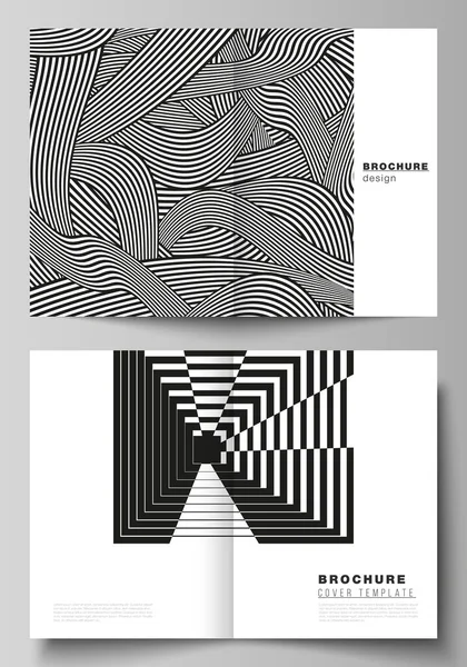 Vector lay-out van twee A4-formaat moderne cover mockups ontwerp sjablonen voor bifold brochure, flyer, boekje, rapport. Geometrische abstracte achtergrond in minimalistische platte stijl met dynamische compositie. — Stockvector