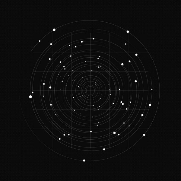 Абстрактный технологический фон. Карта планет. Черный цвет научного фона. Цифровая визуализация данных с абстрактным динамическим движением с подключенными линиями и точками.