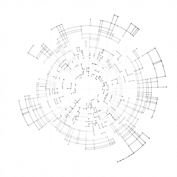 白色的多边形科学背景。数字数据可视化与抽象的动态运动与连接的线和点，圆。科学、医学和技术设计技术背景 — 图库矢量图片