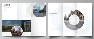 Üç katlı broşür, broşür, broşür, dergi, kitap tasarımı, broşür kapağı, reklam modelleri için kapak tasarımları. Mermilerle arka plan şablonu, IT için daireler, teknoloji.