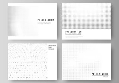 Sunum slaytlarının vektör düzeni iş şablonları tasarım, sunum broşürü için çok amaçlı şablon, broşür kapağı. Noktalı yarım ton efekt. Grunge biçimi için noktalı desen.