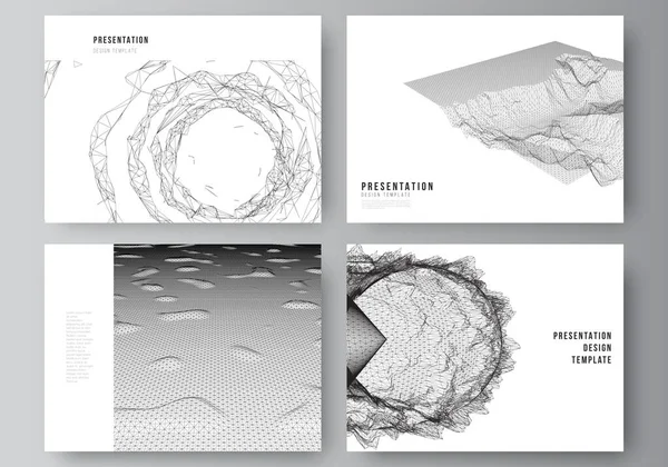 Векторне компонування презентаційних слайдів дизайну бізнес-шаблонів, шаблонів для брошури, обкладинки, ділового звіту. Абстрактні 3d цифрові фони для футуристичного мінімального дизайну концепції технології . — стоковий вектор