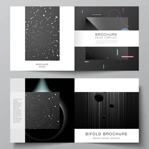 Vektor-Layout von zwei Cover-Vorlagen für quadratische Design-Doppelbroschüre, Flyer, Magazin, Cover-Design, Buchdesign, Broschüren-Cover. Technologie Wissenschaft Zukunft Hintergrund, Raumfahrt-Astronomie-Konzept. — Stockvektor