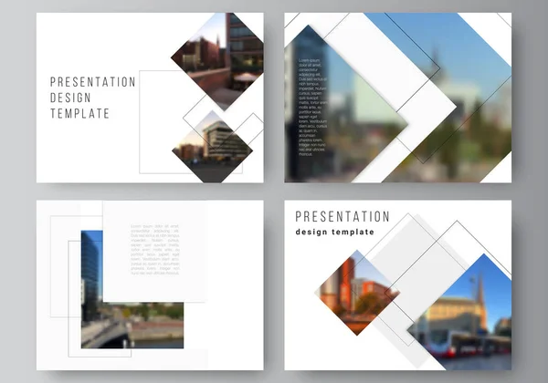 Mise en page vectorielle des diapositives de présentation modèles d'entreprise de conception, modèle polyvalent avec des formes géométriques simples, lignes et lieu de photo pour la brochure de présentation, couverture de brochure, rapport d'entreprise Illustration De Stock