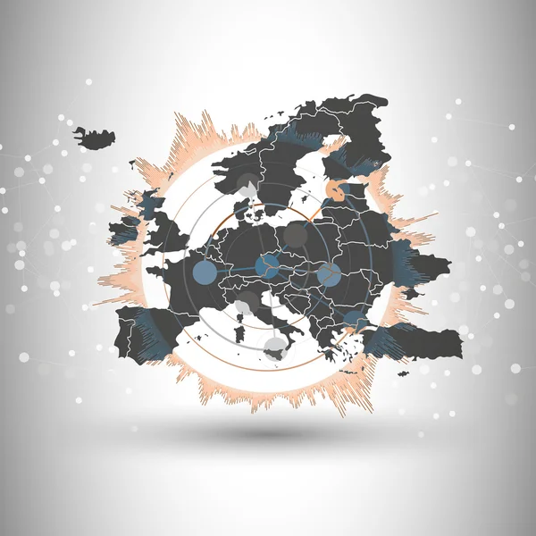 Evropy mapa pozadí vektor, ilustrace pro komunikaci — Stockový vektor