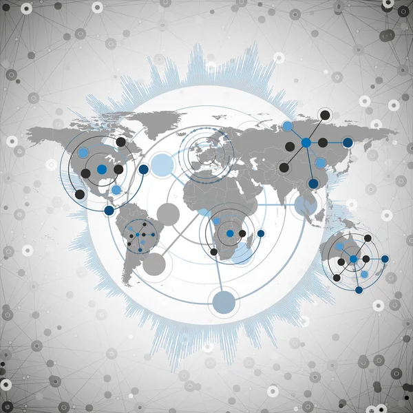 Mappa del mondo vettoriale, illustrazione per la comunicazione — Vettoriale Stock