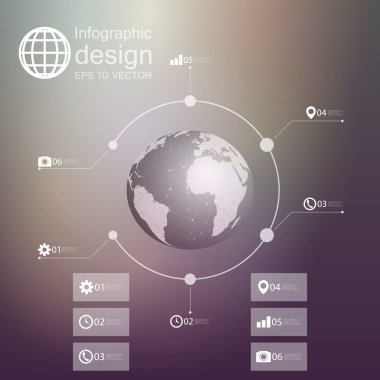 Infographic odaklanmamış arka plan ve ayarlamak için iş tasarım vektör ikonlar