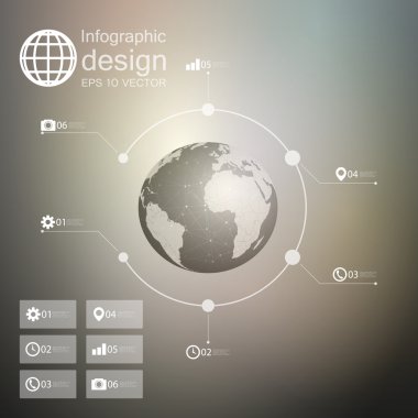 Infographic odaklanmamış arka plan ve ayarlamak için iş tasarım vektör ikonlar