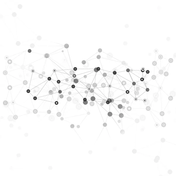 通信、ベクトル図の分子構造、灰色の背景 — ストックベクタ