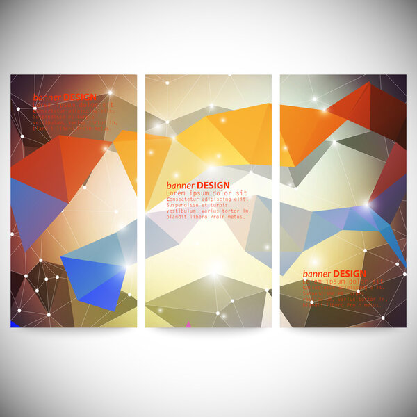 Set with polygonal abstract shapes, circles, lines and triangles. Triangle design vector illustration