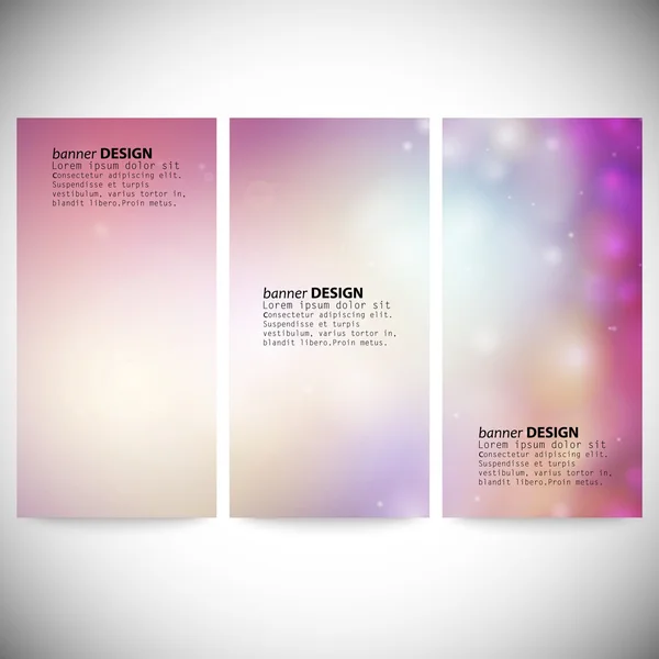 Conjunto de banners verticales. Ilustración abstracta del vector de fondo de luces desenfocadas multicolor — Vector de stock