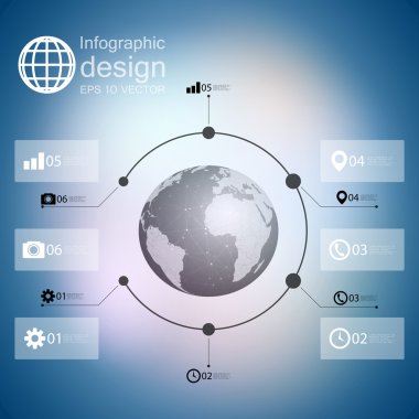 Infographic odaklanmamış arka plan ve ayarlamak için iş tasarım vektör ikonlar