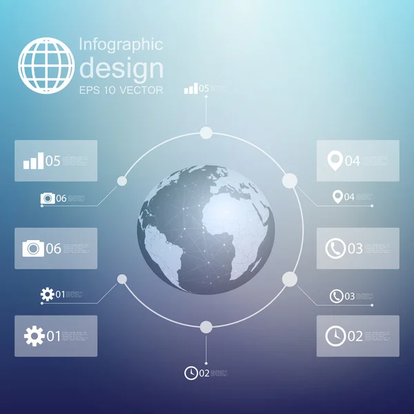 Infográfico com fundo desfocado e ícones configurados para vetor de design de negócios — Vetor de Stock