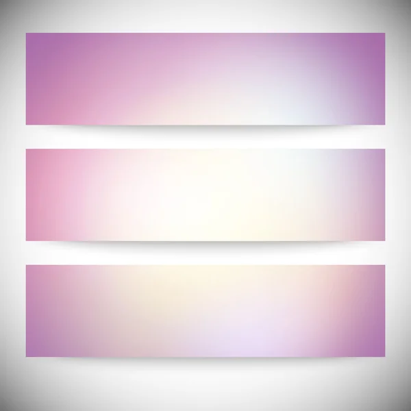 Conjunto de banners horizontales. Ilustración abstracta del vector de fondo de luces desenfocadas multicolor — Archivo Imágenes Vectoriales