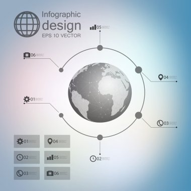 Infographic odaklanmamış arka plan ve ayarlamak için iş tasarım vektör ikonlar
