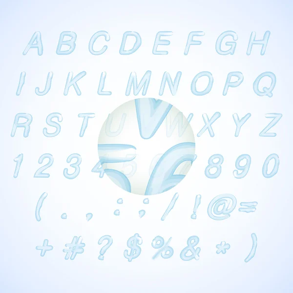 Caligrafía azul acuarela alfabeto vector ilustración — Vector de stock
