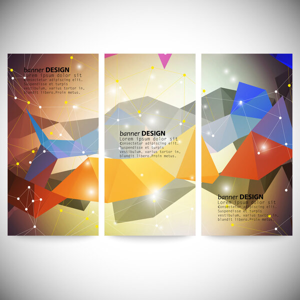 Set with polygonal abstract shapes, circles, lines and triangles. Triangle design vector illustration