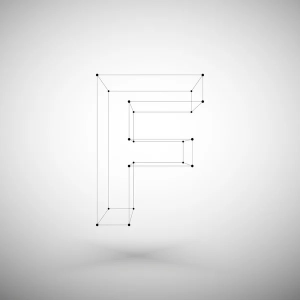 三维网格上白色背景，单一颜色清晰矢量孤立的时尚字母表字母标记 — 图库矢量图片