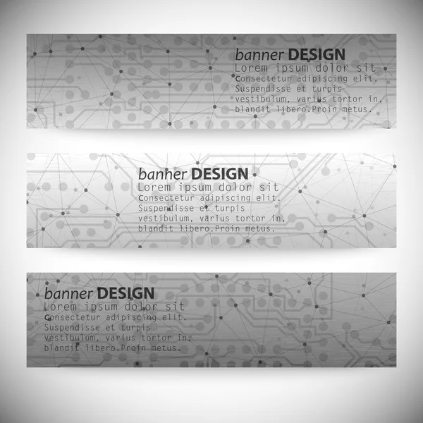 水平方向のバナーのセットです。抽象的な灰色の背景ベクトル イラストの通信 — ストックベクタ